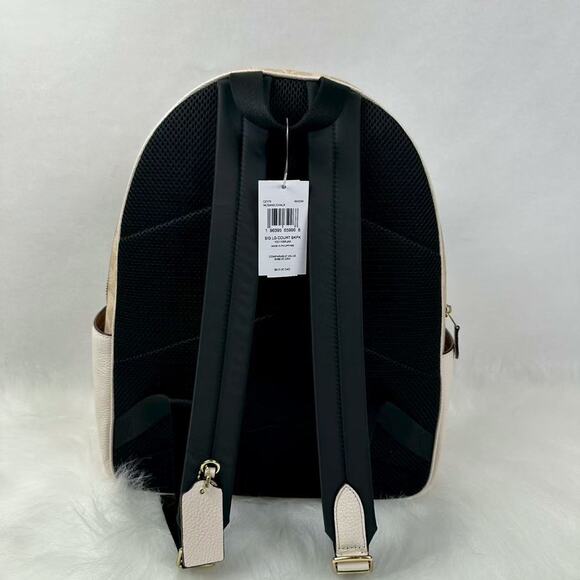 Coach Large Court Backpack In Signature Canvas CZ175 Gold/Sand/Chalk NWT - Picture 4 of 10